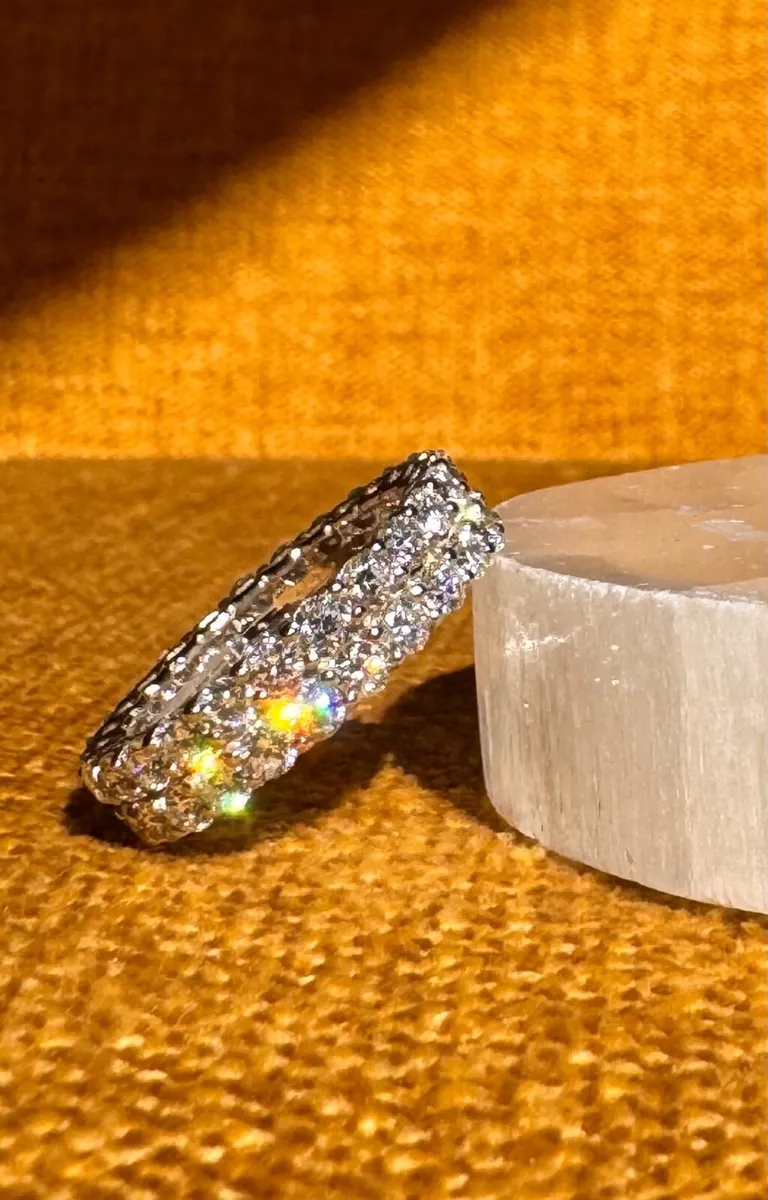Diamond ring, double eternity 3.65 carat, VVS1 - Image 3