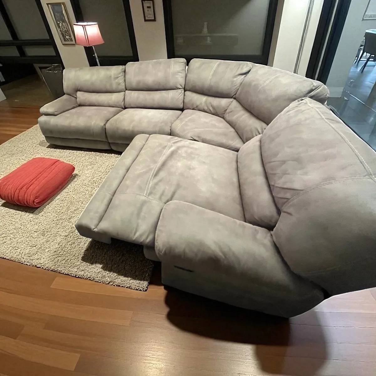 Large beige corner recliner sofa couch - Image 2