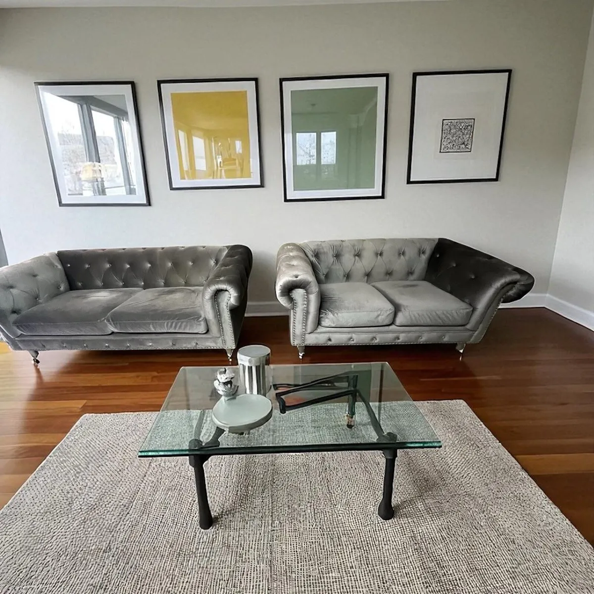 Chesterfield grey 3+2 sofa couch set furniture - Image 3