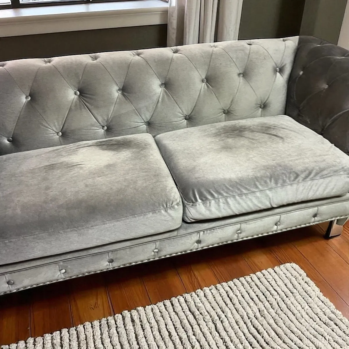 Chesterfield grey 3+2 sofa couch set furniture - Image 4