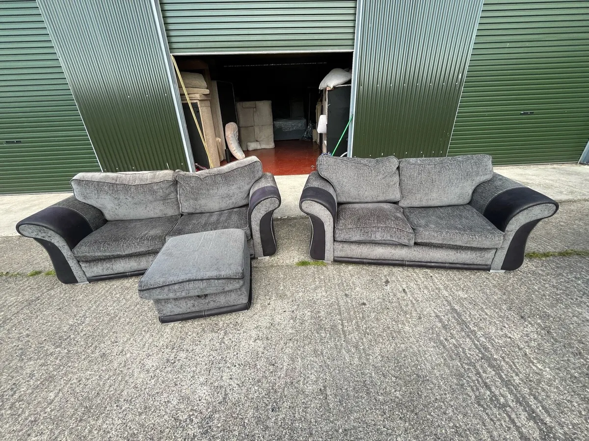 Black/ grey 3+2 couch sofa furniture - Image 2