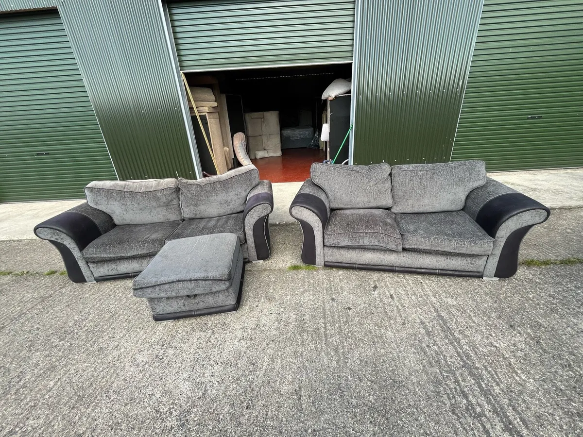 Black/ grey 3+2 couch sofa furniture - Image 4