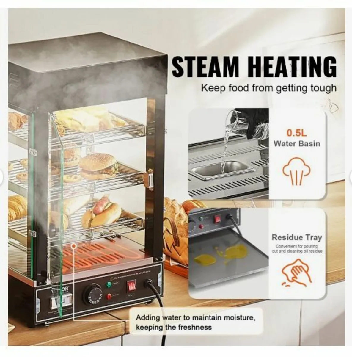 3-Tier Commercial Food Warmer Display - Image 2