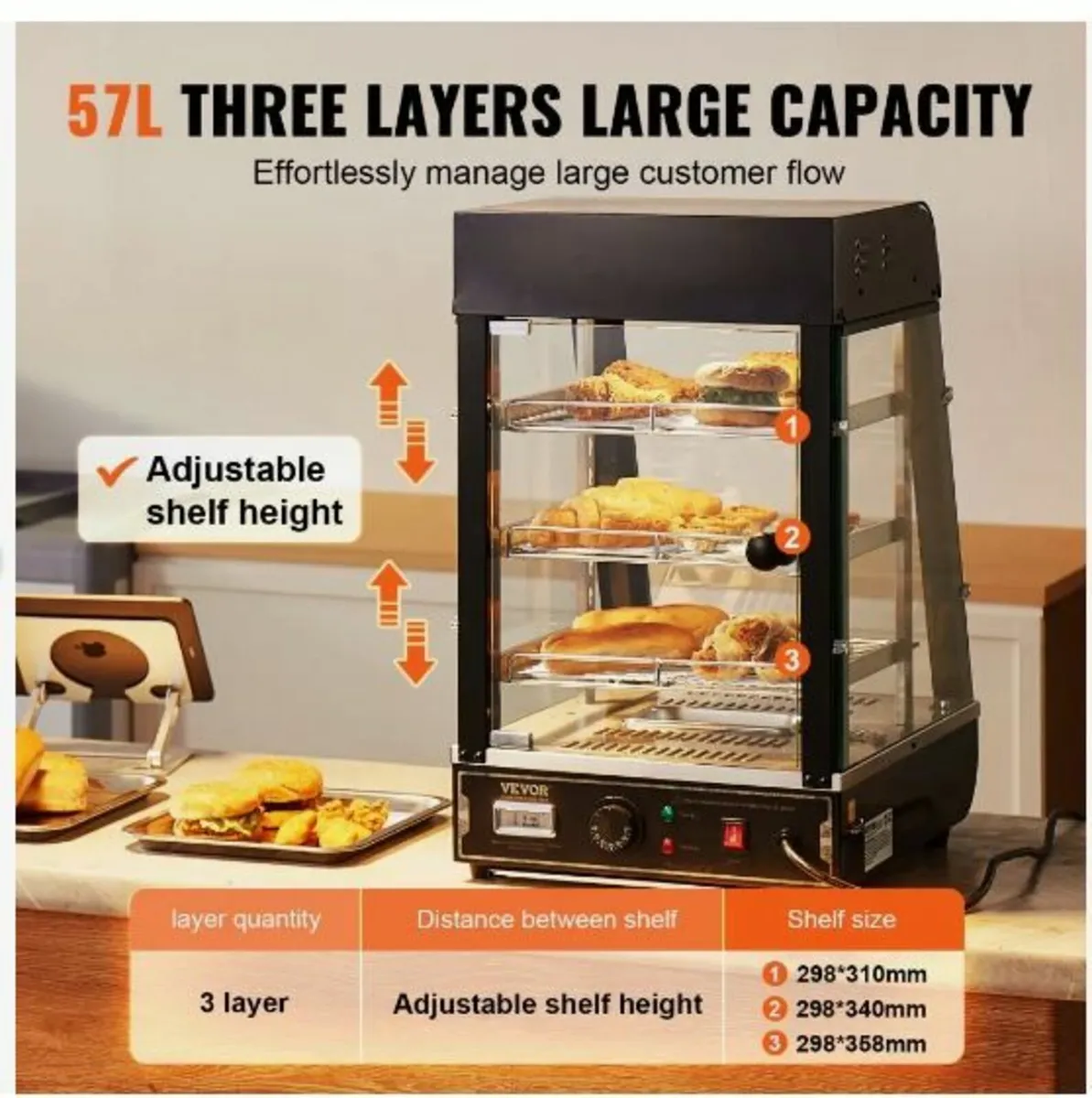 3-Tier Commercial Food Warmer Display - Image 3