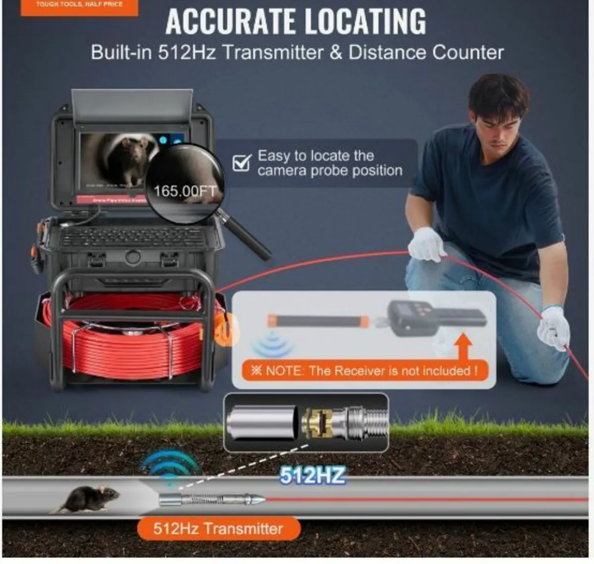 Sewer Camera 165 ft/50m Self-Leveling Drain - Image 2