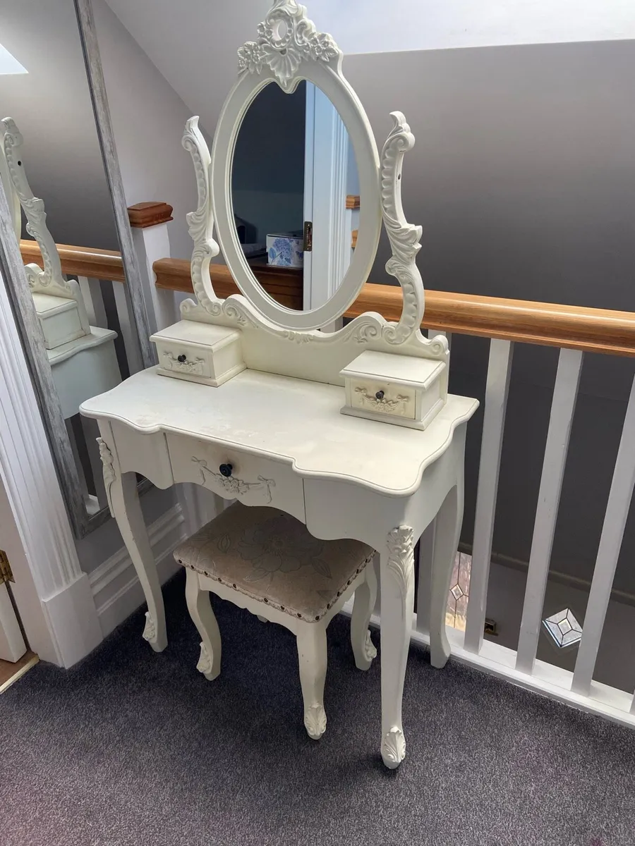 Dressing Table with Mirror and Stool - Image 2