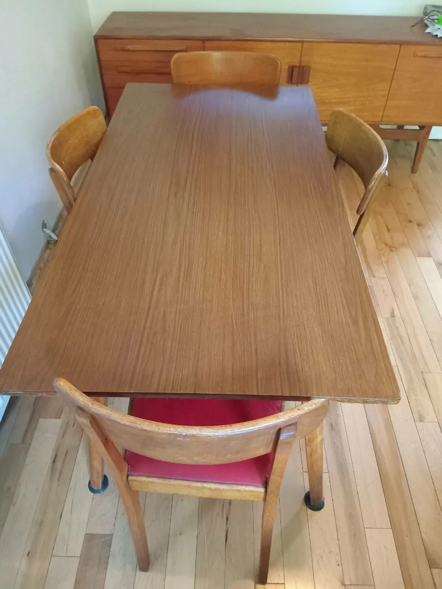 mid century teak dining set offset legs - Image 3