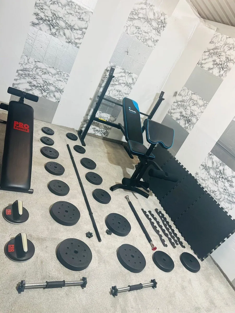 2 Bench’s  Weights barbell dumbbells pull-up bar - Image 2