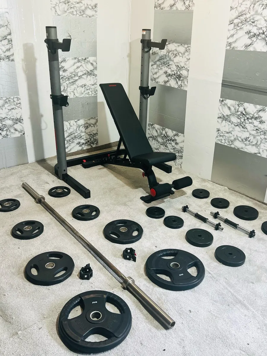 Olympic weight rack bench dumbbells bar - Image 3