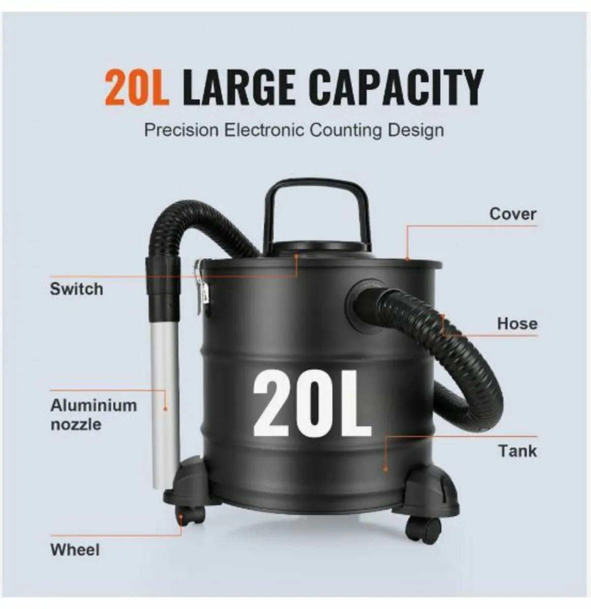 Ash Vacuum Cleaner, 20 L with 1200W Powerful Sucti - Image 3