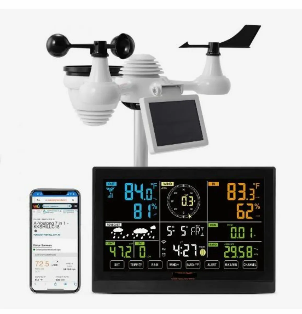 7-in-1 Wi-Fi Weather Station, 19.1 cm - Image 1
