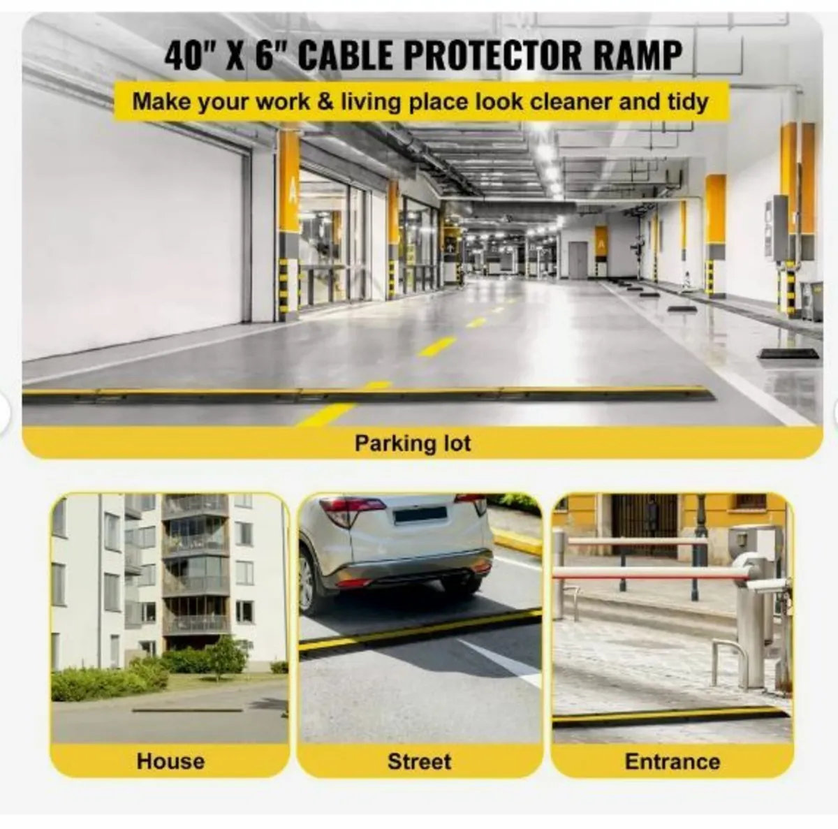 4 Pack of 1-Channel Rubber Cable Protector Ramps - Image 2