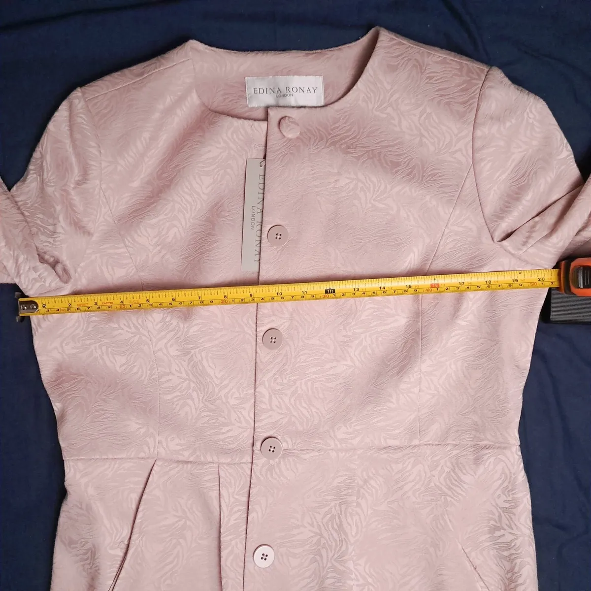 Edina Ronay Blush Pink Embossed Pattern Coat L - Image 3