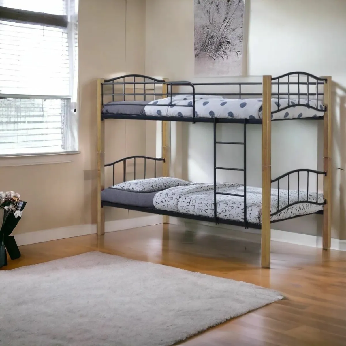 Sturdy Wooden & Metal Bunk Bed - Image 1