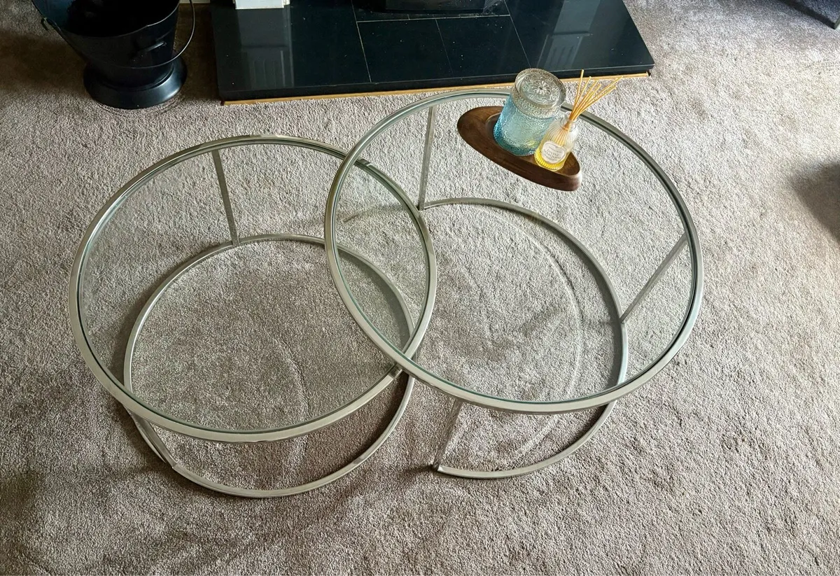 Harrison Nickel and glass coffee table nest - Image 2