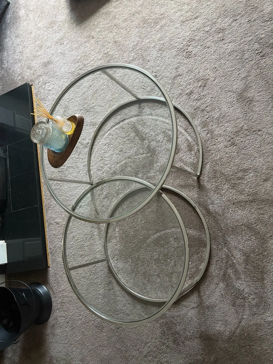 Harrison Nickel and glass coffee table nest - Image 3
