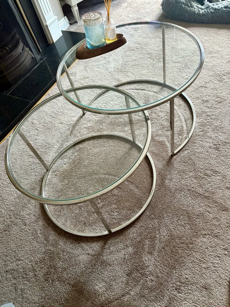 Harrison Nickel and glass coffee table nest - Image 4