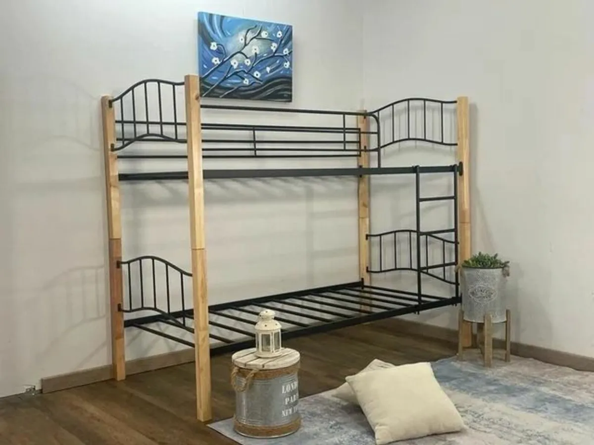 Sturdy Wooden & Metal Bunk Bed - Image 1