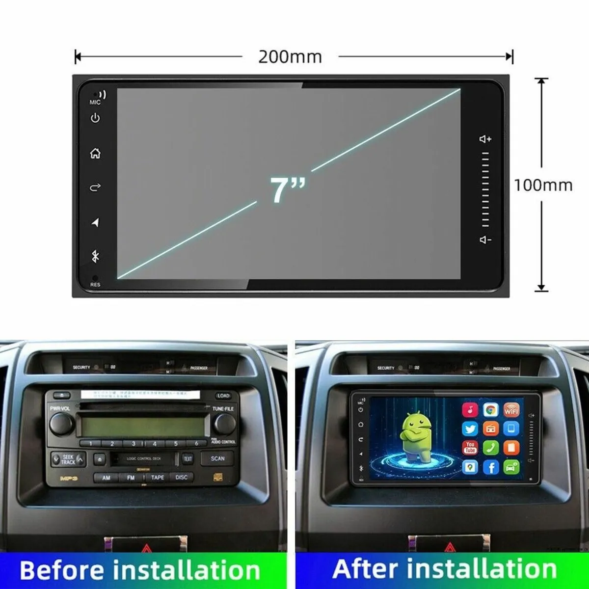 7" Android Car Stereo CarPlay Toyota Nissan GPS - Image 3
