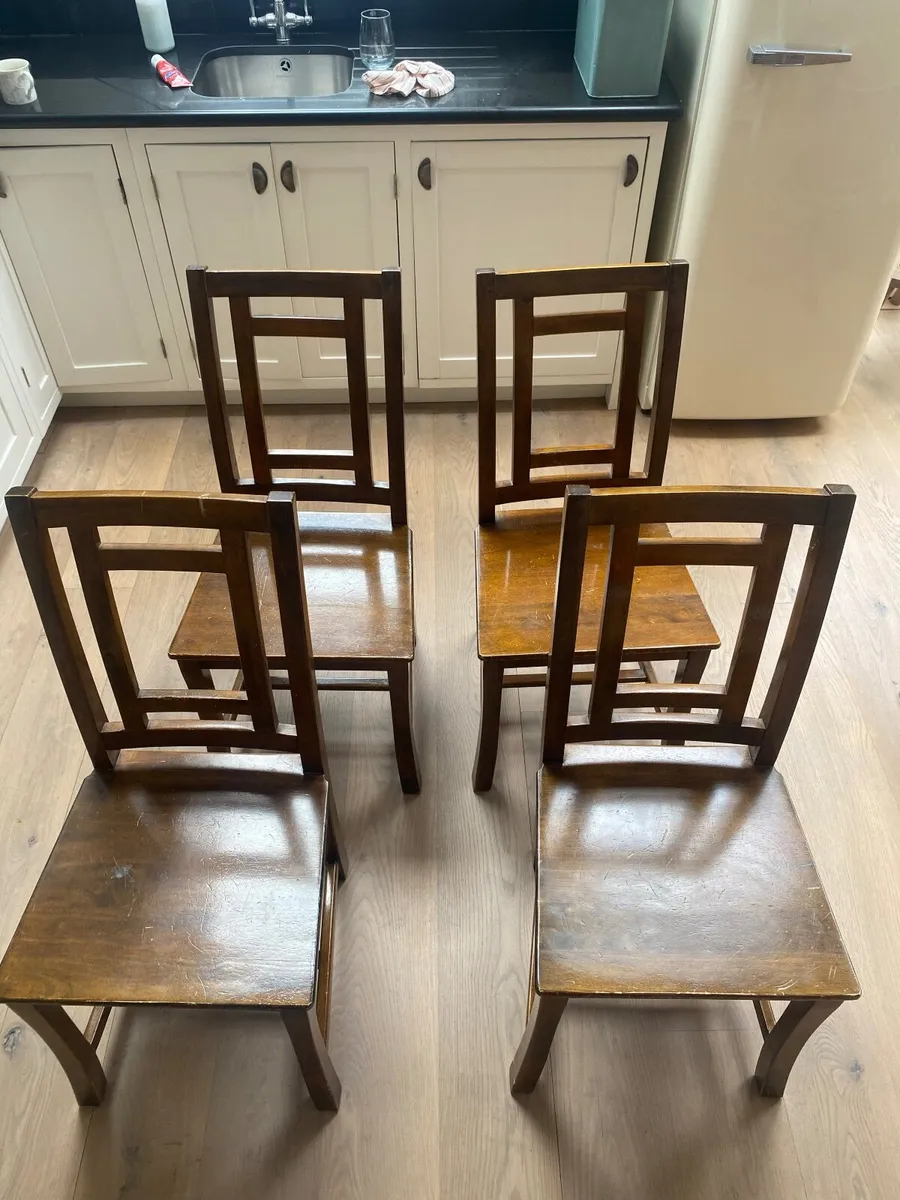 Solid Wooden Kitchen Chairs X 4 - Image 1