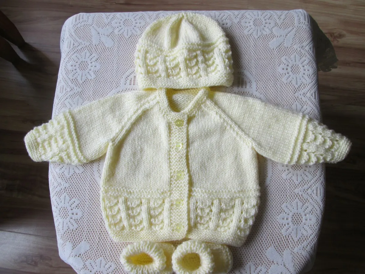 Hand knitted Baby Cardigans hats & booties. - Image 3