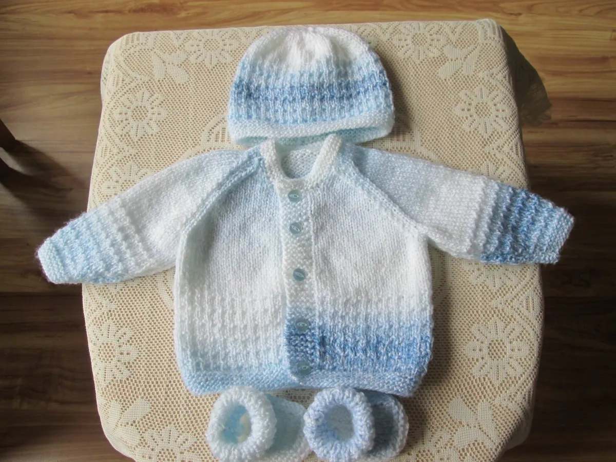 Hand knitted Baby Cardigans hats & booties. - Image 2