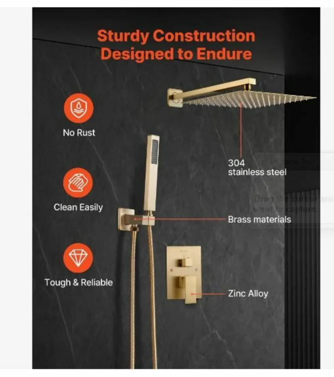 Shower Faucet Set 10" Square Rain - Image 4