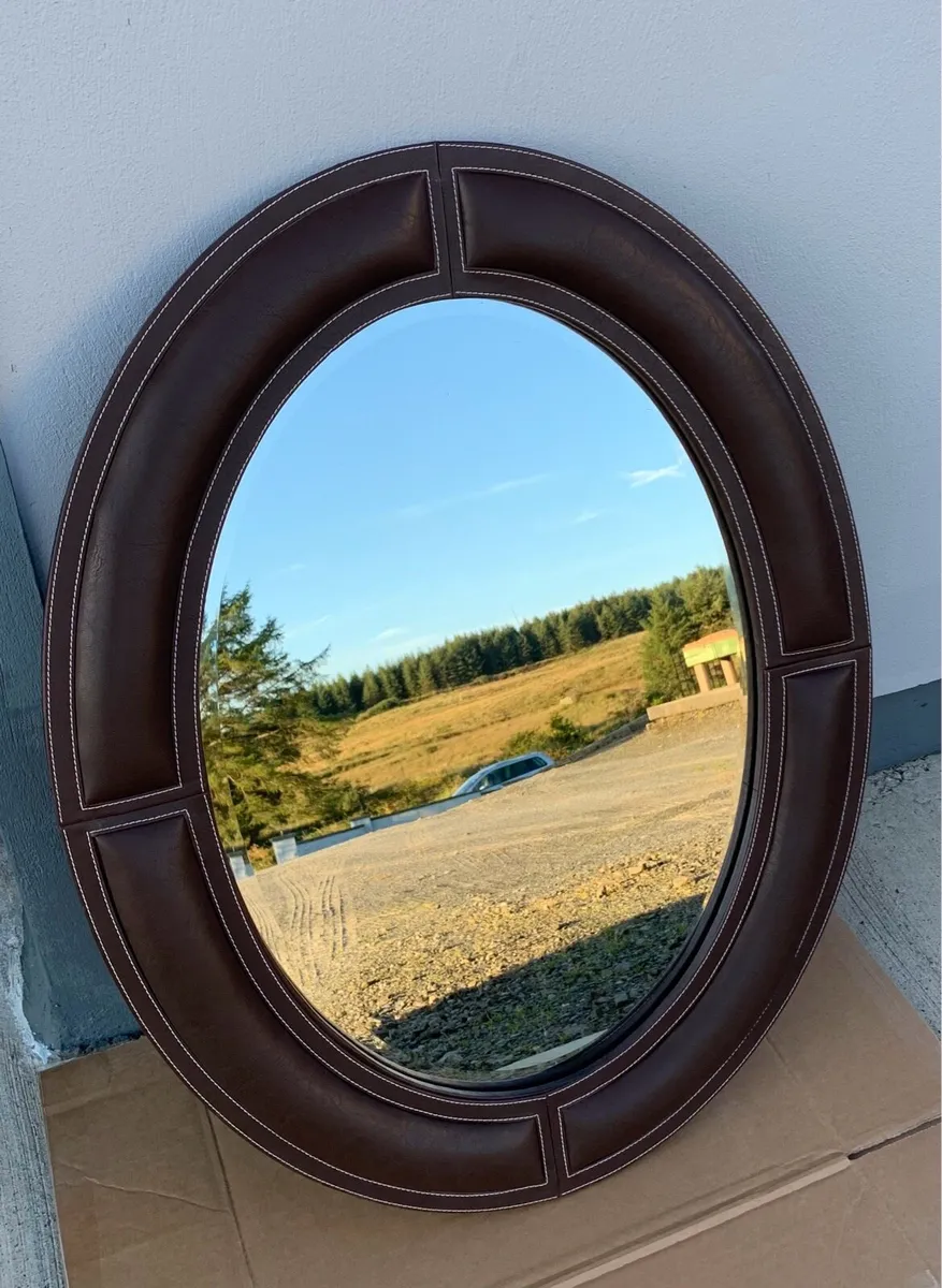 Modern Leather Frame Mirror - Image 1