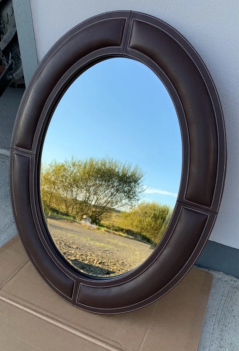 Modern Leather Frame Mirror - Image 2