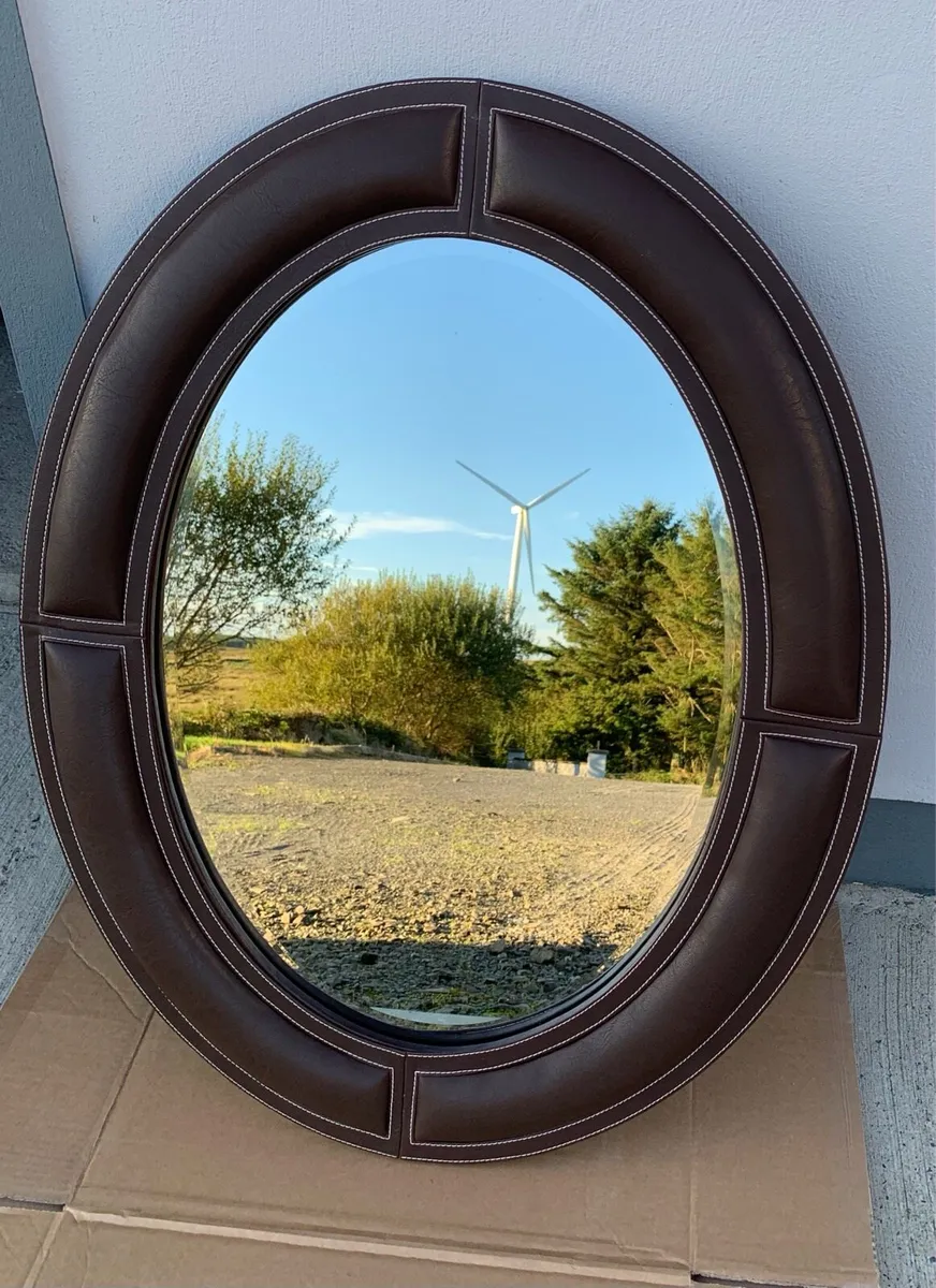 Modern Leather Frame Mirror - Image 3