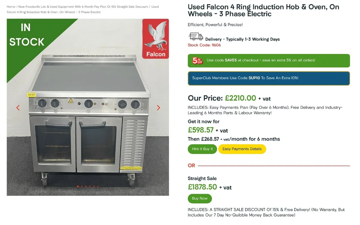 Falcon Induction Hob and Oven - PAY OVER 6 MONTHS! - Image 2