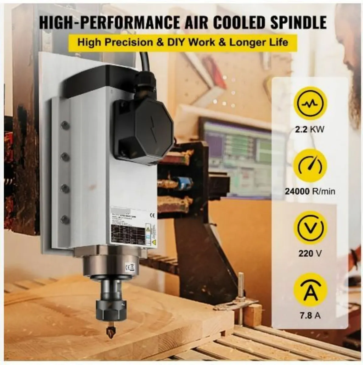 Air Cooled Spindle Motor 2.2KW CNC - Image 4