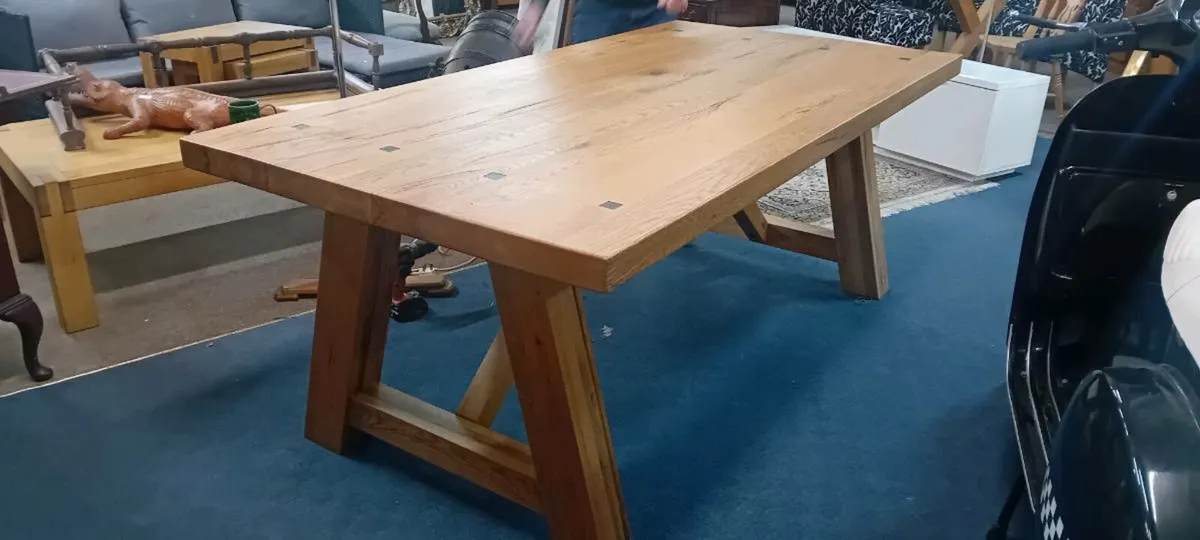 New Solid Large Oak Dining Table - Image 1