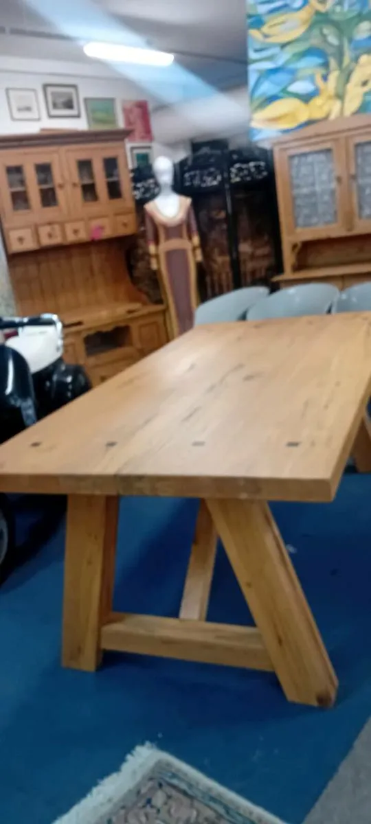 New Solid Large Oak Dining Table - Image 2