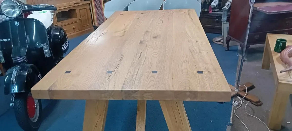 New Solid Large Oak Dining Table - Image 3