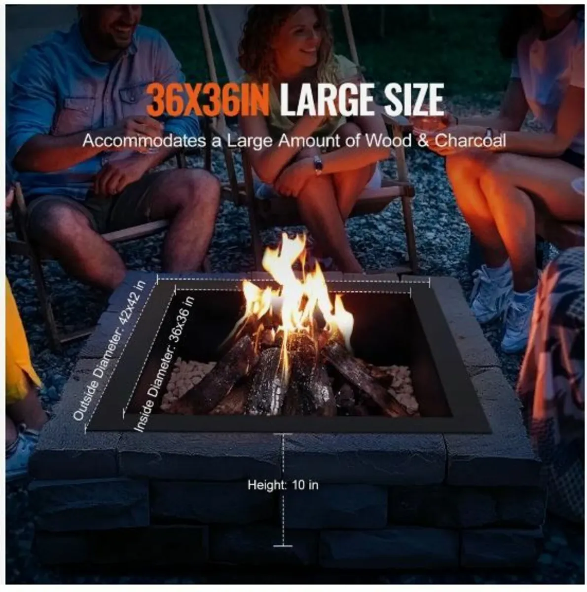 Fire Pit Ring Square 42x42 in Outer Steel - Image 4