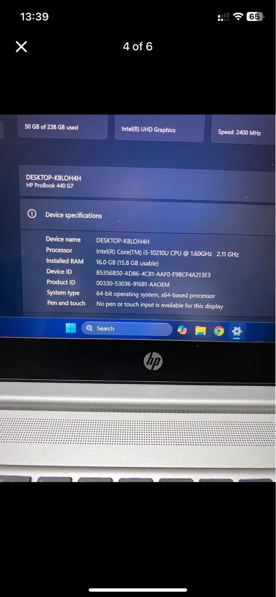 Hp laptop i5 pro 16-256 win 11 pro - Image 4