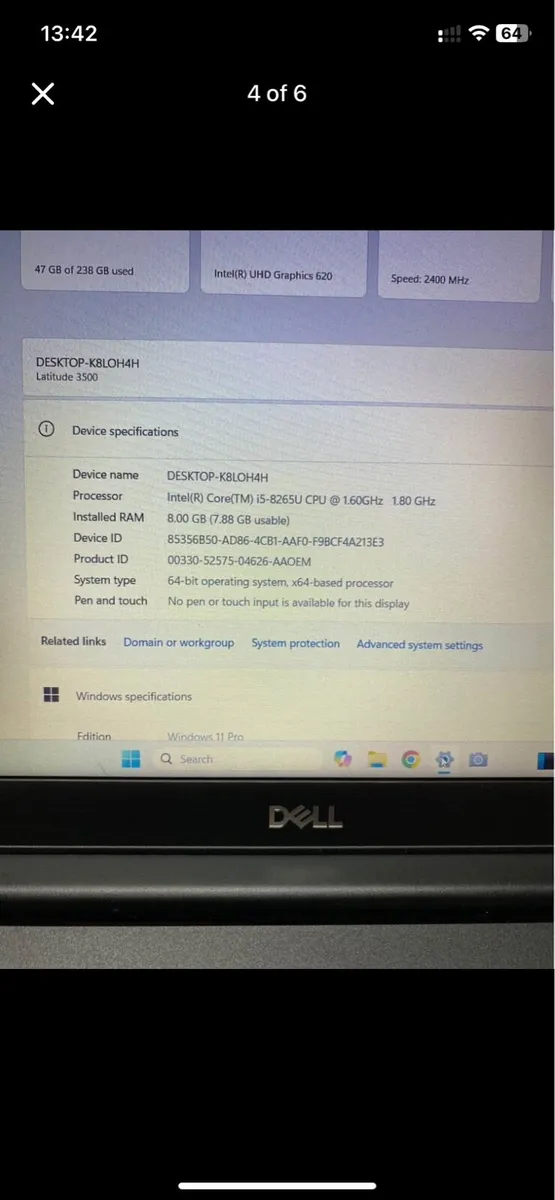 Dell laptop i5 8-256 win 11 pro - Image 4