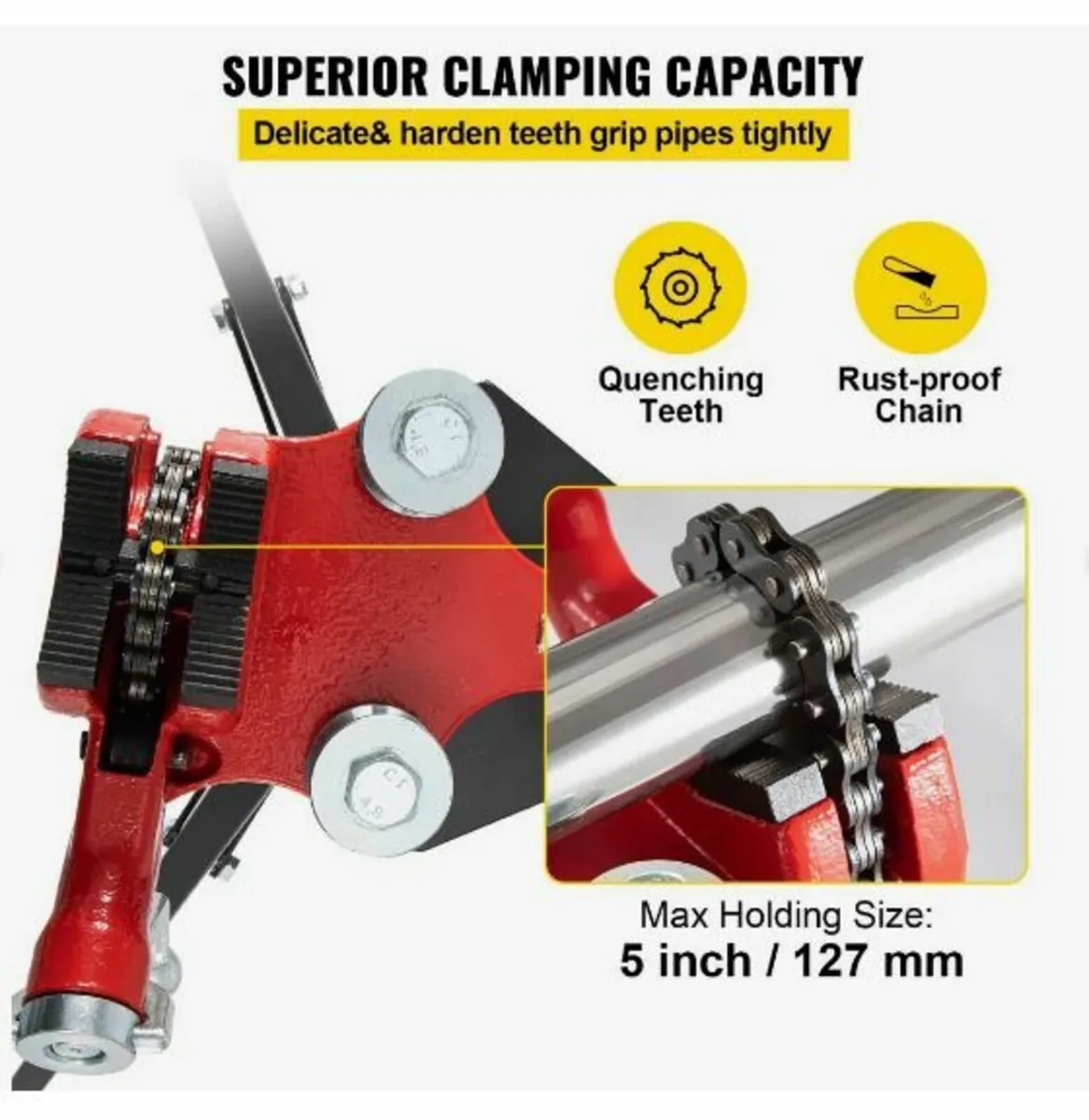 Tripod Pipe Chain Vise | 1/8"-5" Pipe Capacity - Image 3