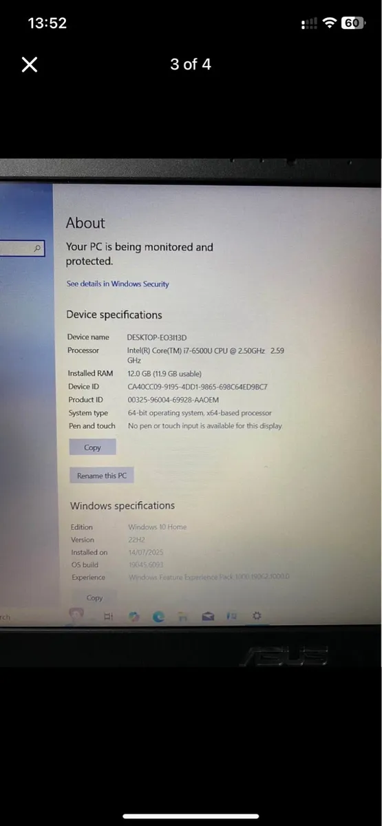 Asus laptop i7 pro 8-256 windows - Image 3