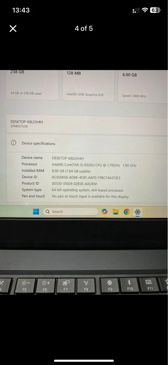 Lenovo Laptop i5 pro 8-256 windows - Image 4