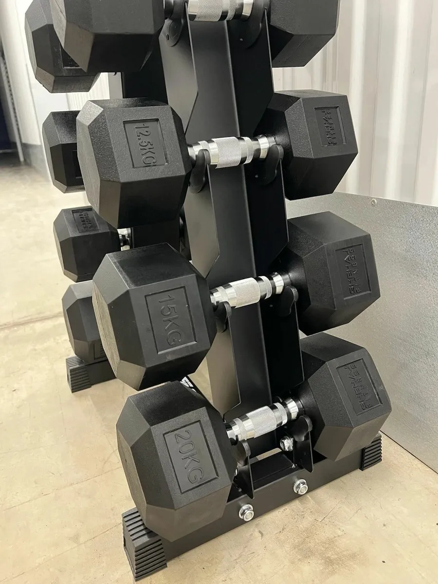 Hex Dumbbell 5- 20kg Set With Vertical Rack Stand - Image 4