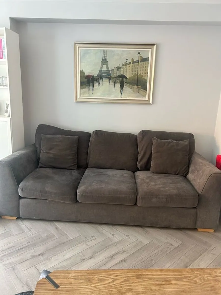 Dark Grey 3 Seater Couch and Ottoman - Image 1