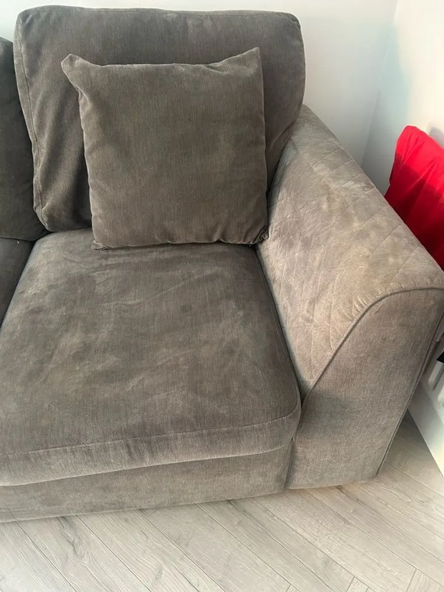Dark Grey 3 Seater Couch and Ottoman - Image 2