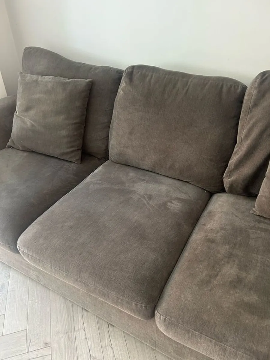 Dark Grey 3 Seater Couch and Ottoman - Image 3