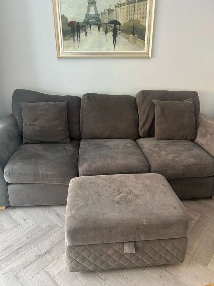 Dark Grey 3 Seater Couch and Ottoman - Image 4