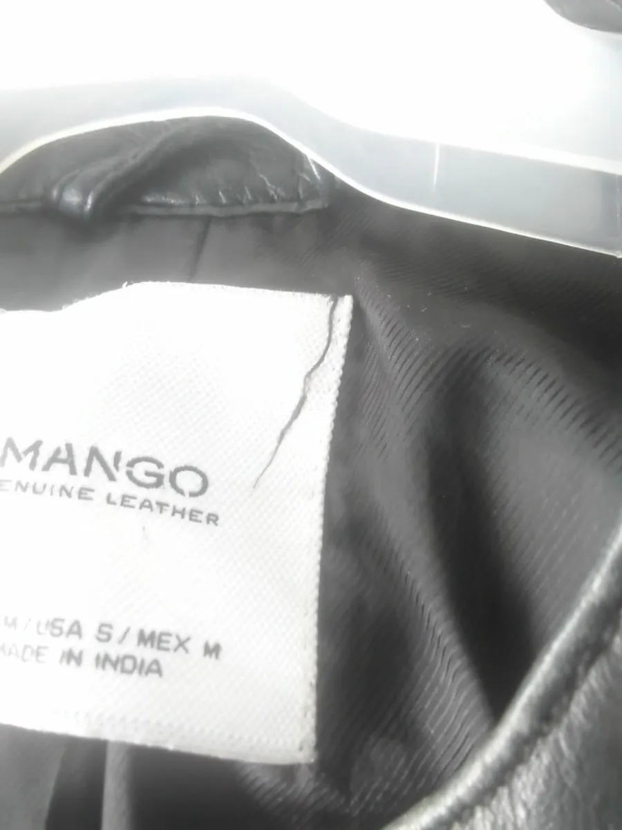 MANGO VINTAGE BLK SOFT LEATHER BIKER JKT 12 - Image 3