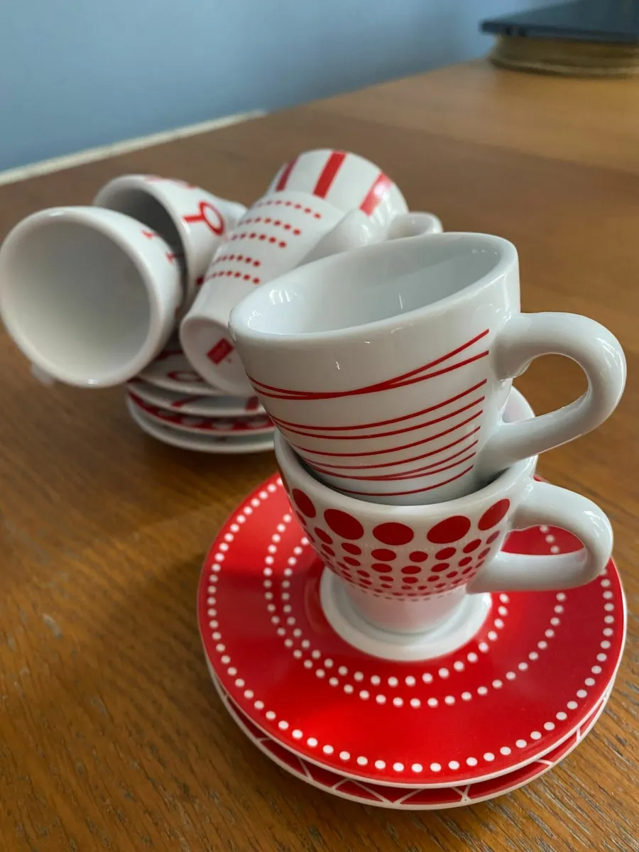 6 x BODUM  Paula Red & White Espresso coffee cups - Image 1