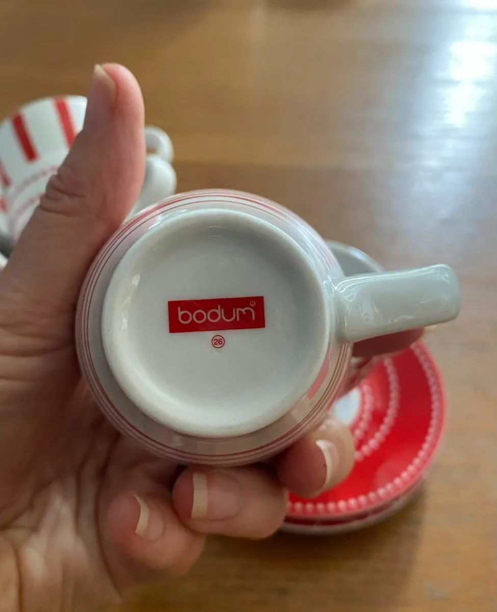 6 x BODUM  Paula Red & White Espresso coffee cups - Image 3