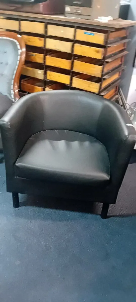 Modern Black Leatherette Tub Chair